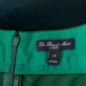 J.CREW Double-Serge Cotton The Pencil Skirt Kelly Green sz 16 Women's Business